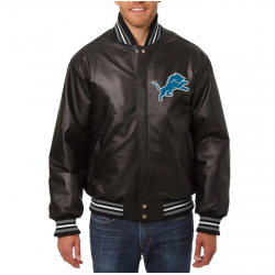 Detroit Lions Varsity Black Leather Jacket
